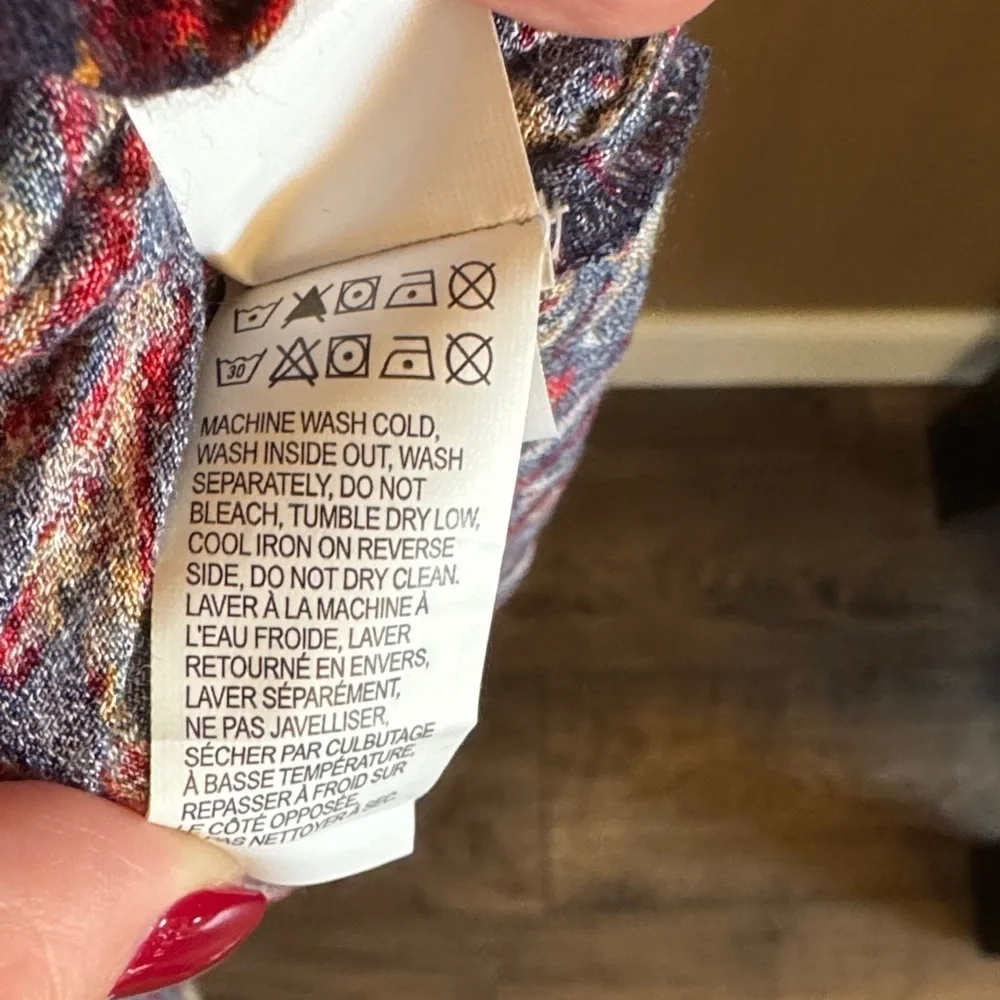 Lucky Brand Paisley Blouse - Red, Tan and Navy Blue